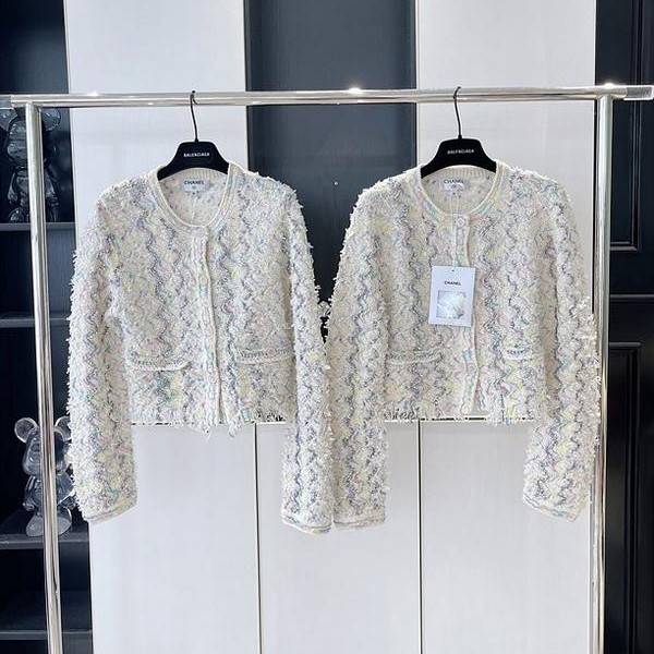 샤넬 cc 트위드 자켓